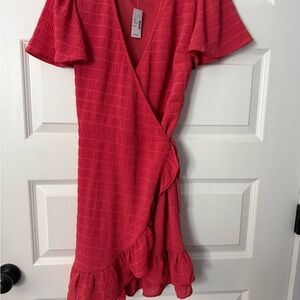 Maurices Coral Wrap Mini Dress